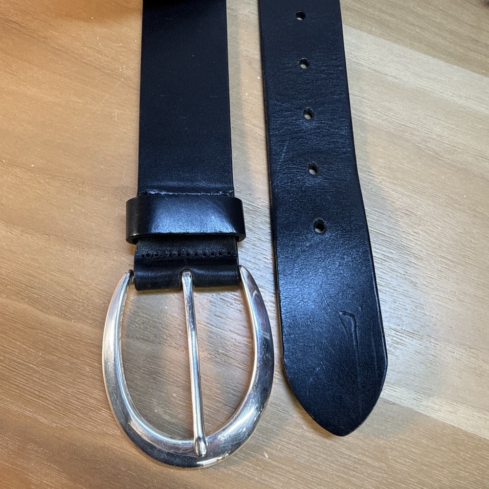 VTG THE LIMITED Genuine Italian Leather Classic Belt Black 1.5" Wide Sz S Preppy